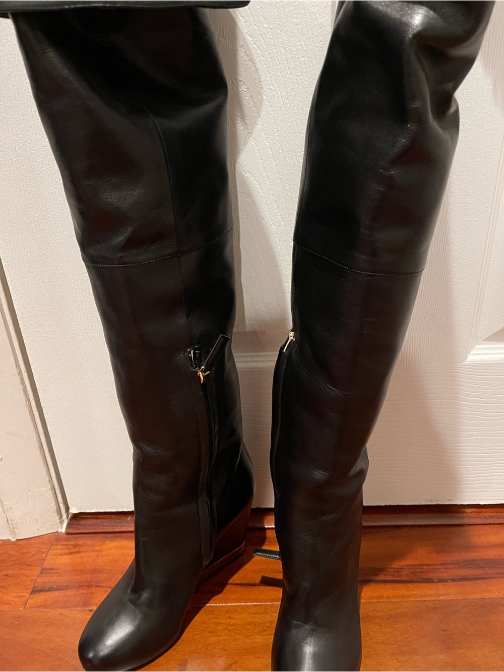 CHANEL Black Leather Tall Zipper Boots - Picture 10 of 10